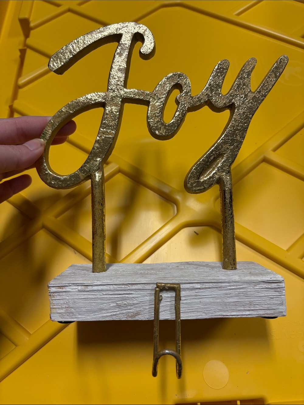 Mud Pie Gold 'Joy' Script Stocking Holder